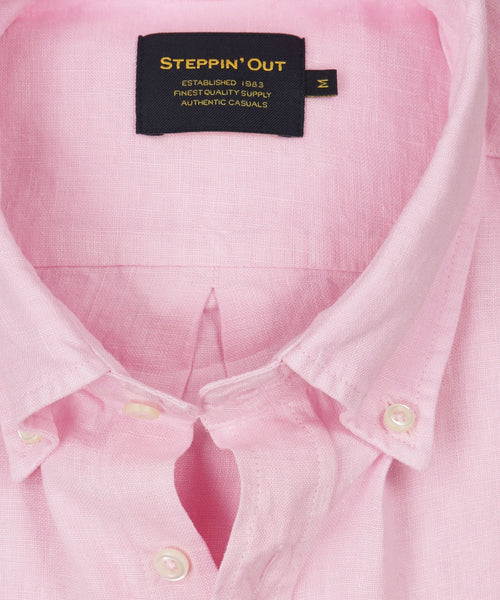 Overhemd linnen regular fit button-down | Light Pink