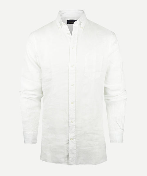 Overhemd linnen regular fit button-down | White