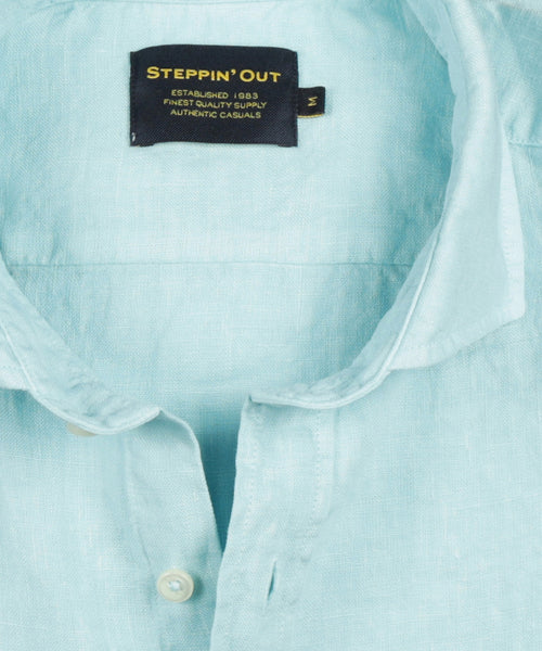 Overhemd linnen regular fit cutaway | Turquoise