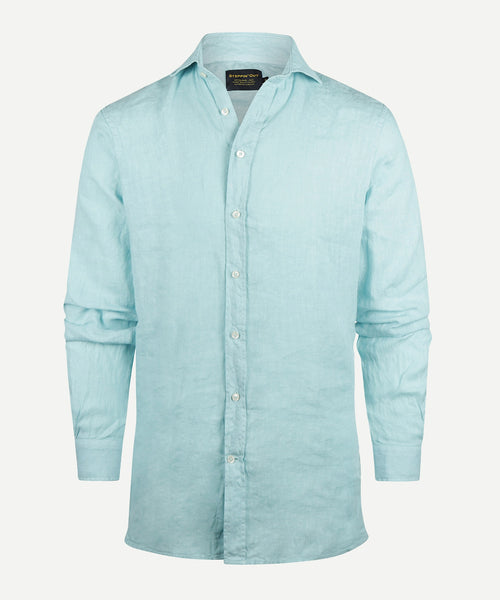 Overhemd linnen regular fit cutaway | Turquoise