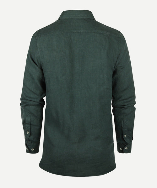 Overhemd linnen regular fit cutaway | Dark Green