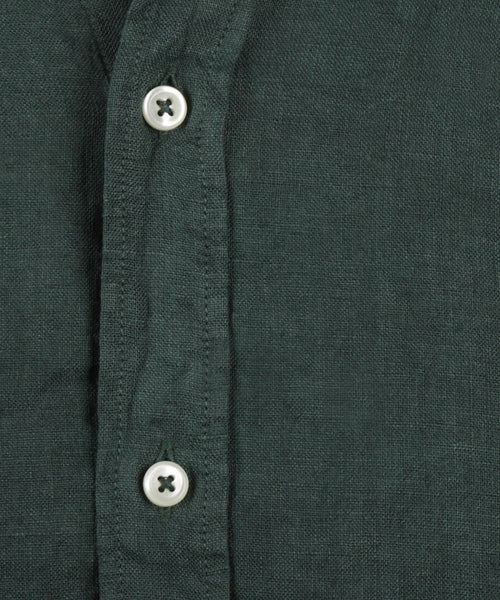 Overhemd linnen regular fit cutaway | Dark Green