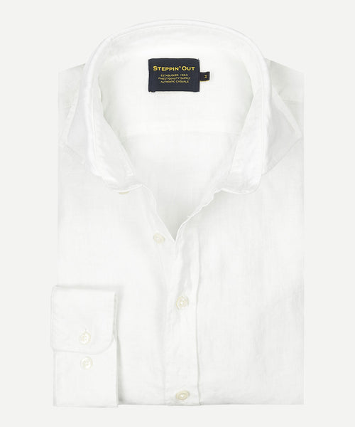 Overhemd linnen regular fit cutaway | White