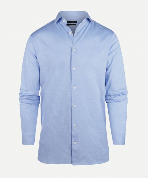 Overhemd stretch piqué regular fit cutaway | Light Blue