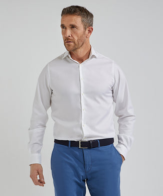 Overhemd Twill regular fit cutaway | White