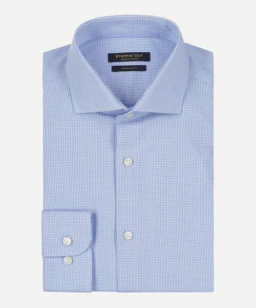 Overhemd geruit regular fit cutaway | Light Blue