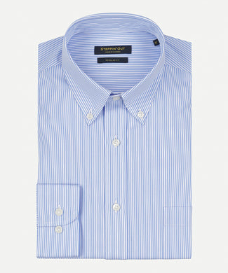 Overhemd gestreept regular fit button-down | Light Blue