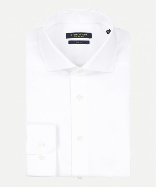 Overhemd Twill slim fit cutaway | White