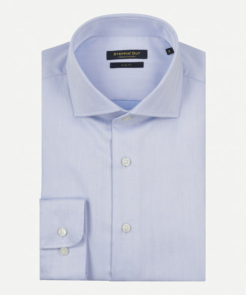 Overhemd Herringbone slim fit cutaway | Light Blue