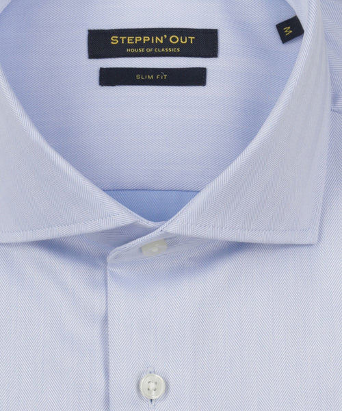 Overhemd Herringbone slim fit cutaway | Light Blue