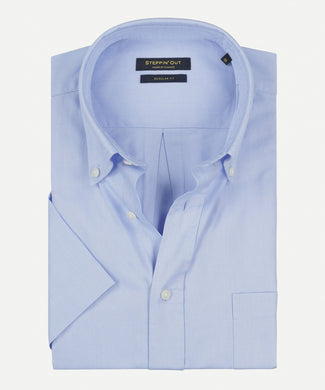 Overhemd regular fit korte mouw | Medium Blue