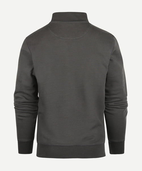 Varsity Sweater met Halve Rits | Dark Grey