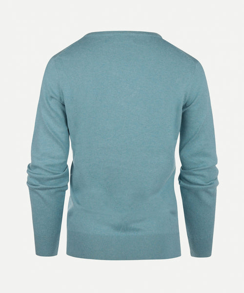 Trui cotton cashmere V-hals | Turquoise
