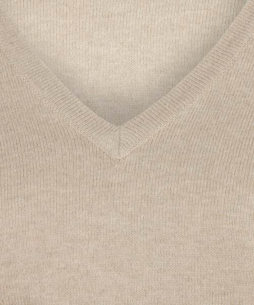 Trui cotton cashmere V-hals | Sand