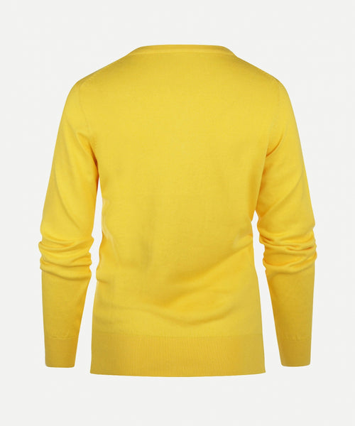 Trui cotton cashmere V-hals | Light Yellow