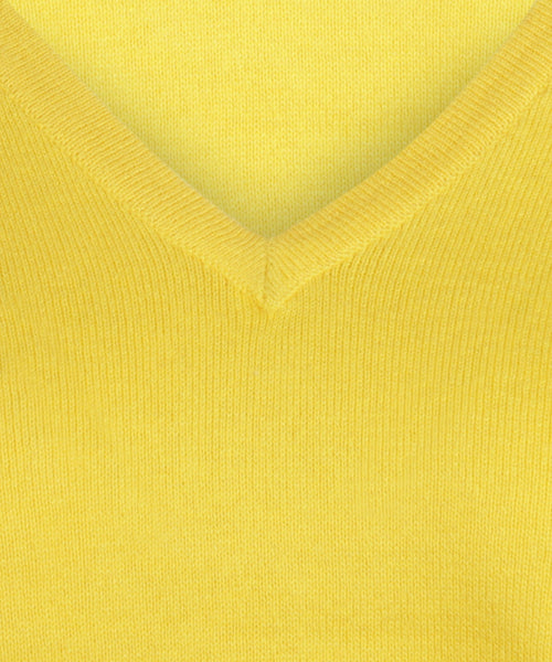 Trui cotton cashmere V-hals | Light Yellow