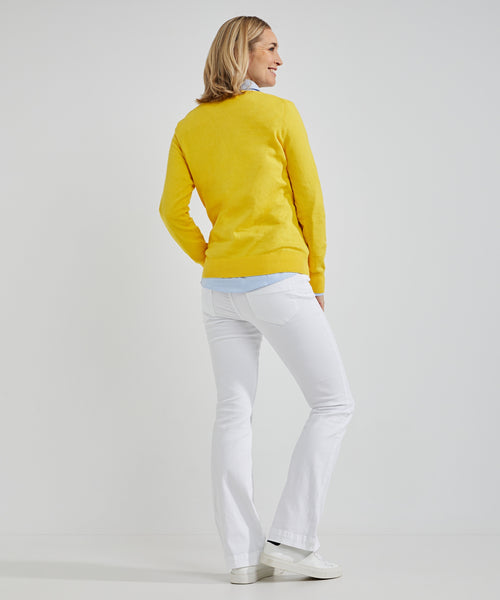 Trui cotton cashmere V-hals | Light Yellow