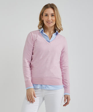 Trui cotton cashmere V-hals | Light Pink