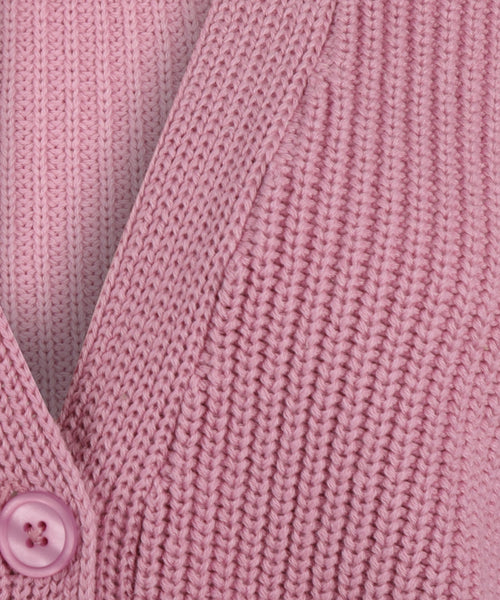 Vest ribgebreid knoopsluiting | Dusty Pink