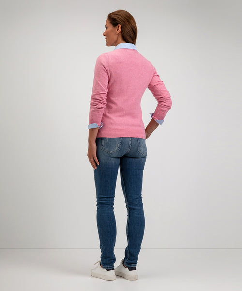 Trui cotton cashmere v-hals | Medium Pink