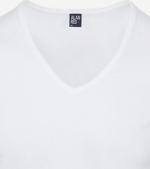 Alan Red Dean v-hals t-shirt wit (2-pack) | Slim-fit