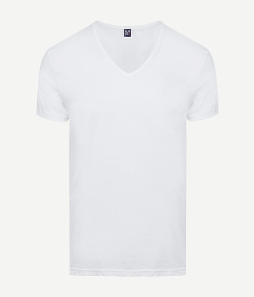 Alan Red Dean v-hals t-shirt wit (2-pack) | Slim-fit