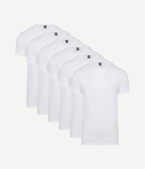 Derby (6-pack) o-hals t-shirts wit aanbieding