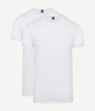 Alan Red Derby extra lange t-shirts wit (2-pack) | Regular-fit