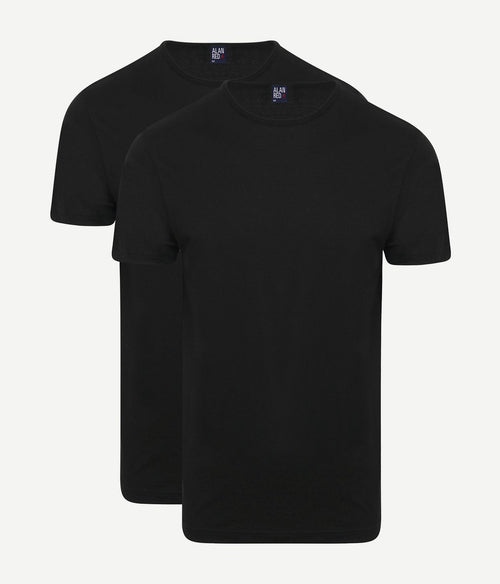 Alan Red Derby o-hals t-shirt zwart (2-pack) | Regular-fit