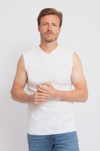Alan Red Minto singlet mouwloos wit (2-pack) | Slim-fit