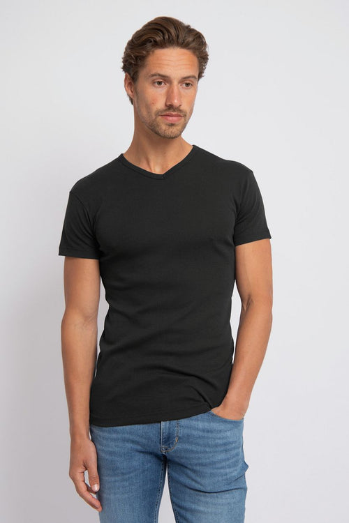 Alan Red Oklahoma t-shirt stretch zwart (2-pack)