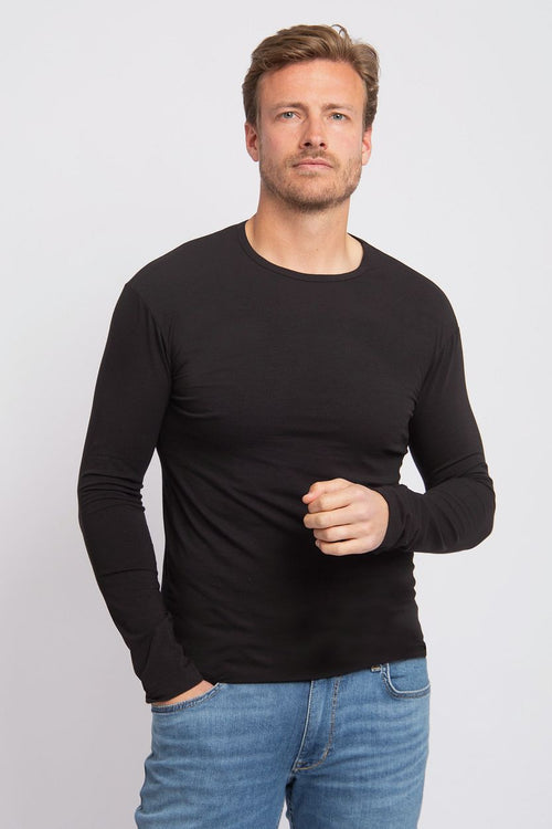 Alan Red Olbia longsleeve t-shirt zwart | Slim-fit