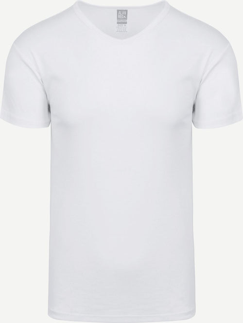 Alan Red Vancouver organic v-hals t-shirt wit (2-pack) | Slim-fit