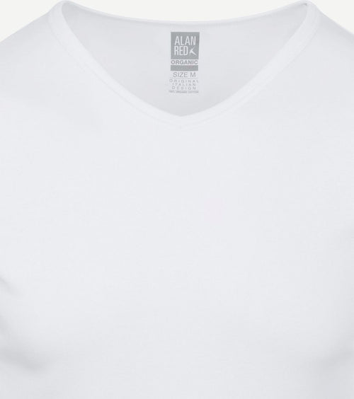 Alan Red Vancouver organic v-hals t-shirt wit (2-pack) | Slim-fit