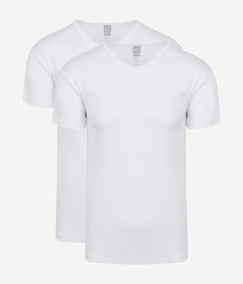 Alan Red Vancouver organic v-hals t-shirt wit (2-pack) | Slim-fit