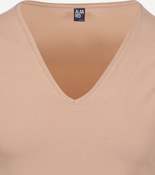 T-shirt NOV v-neck stretch beige (2-pack)