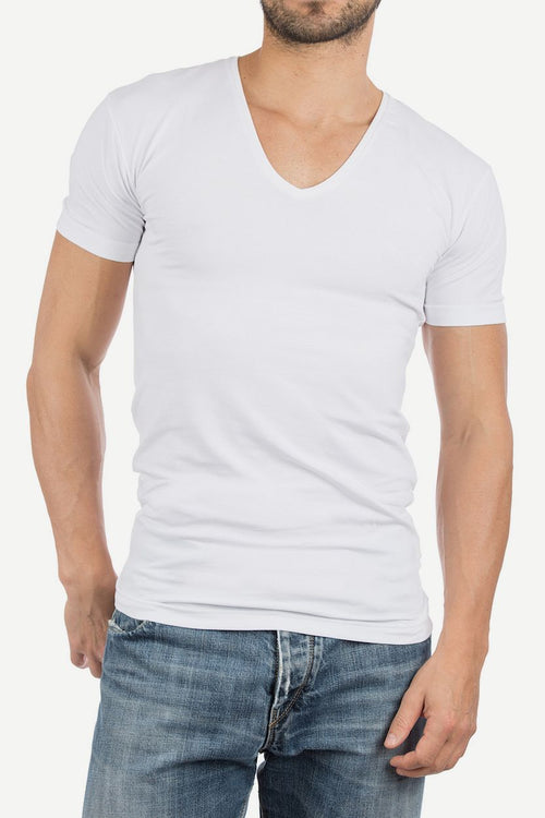 T-shirt NOV v-neck stretch zwart (2-pack)