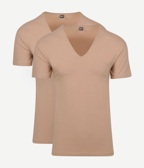 Alan Red t-shirt NOV v-neck stretch beige (2-pack)