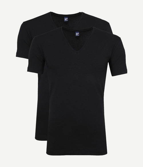 Alan Red t-shirt NOV v-neck stretch zwart (2-pack)