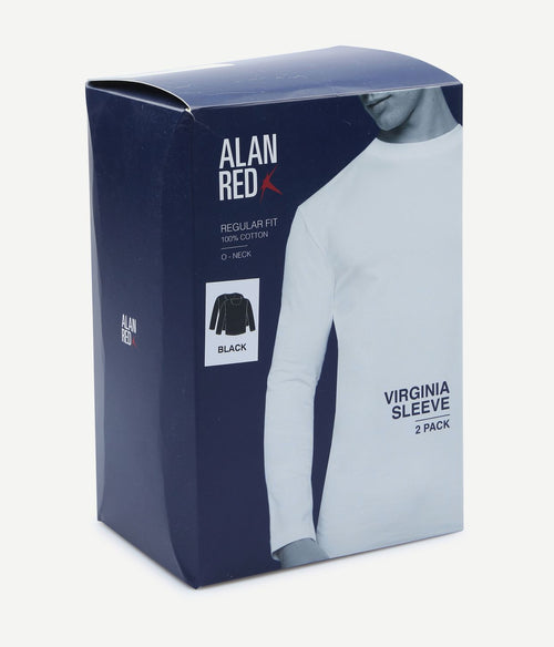 Alan Red t-shirt Virginia zwart longsleeve (2-pack) | Regular-fit