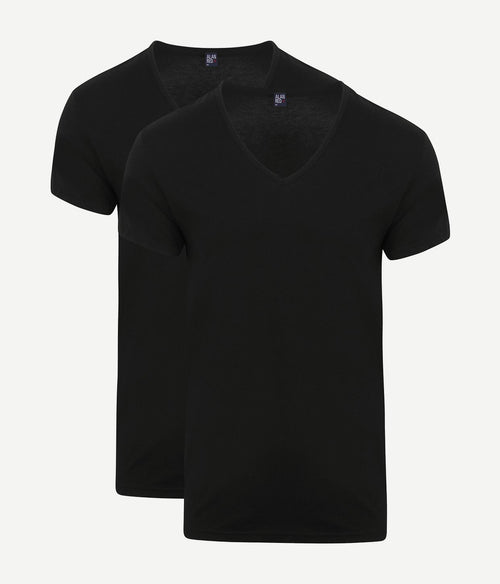 Alan Red v-hals Dean t-shirt (2-pack) zwart | Slim-fit
