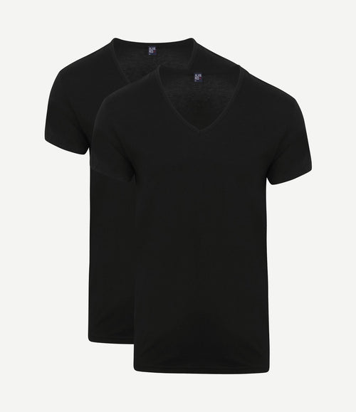 V-hals Dean t-shirt (2-pack) zwart
