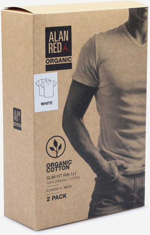 Vancouver organic v-hals t-shirt wit (2-pack)