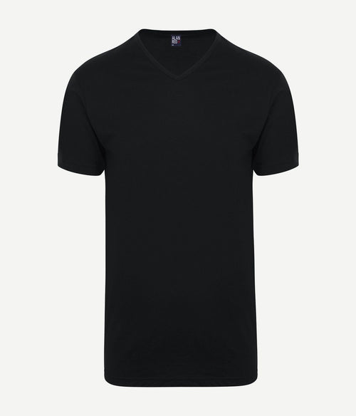 Alan Red Vermont extra lang v-hals t-shirt zwart (2-pack) | Regular-fit