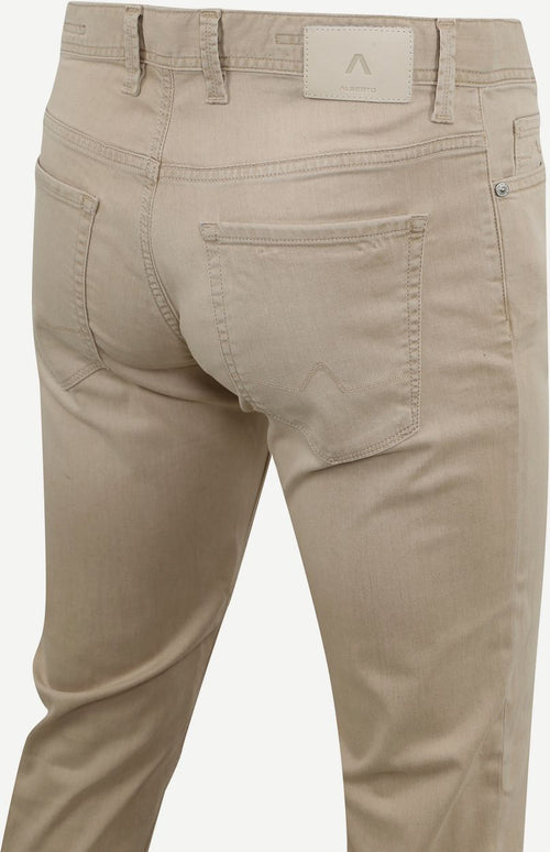 Alberto pipe broek denim bruin beige | Regular-fit