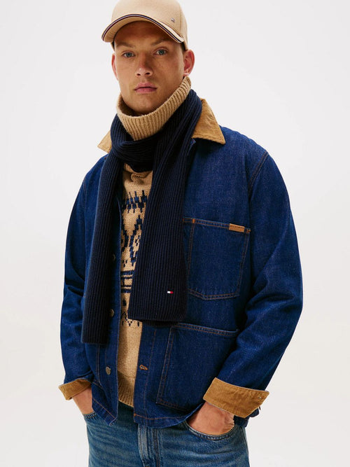 Rib sjaal donkerblauw