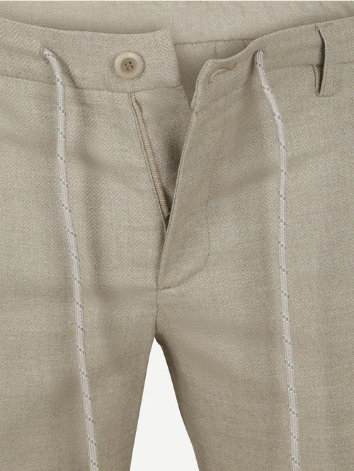 Alberto broek jump flanel herringbone beige | Slim-fit