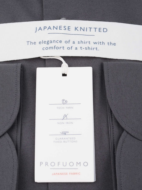 Japanese knitted overhemd antraciet