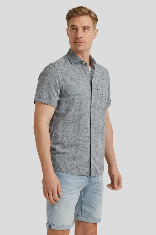 Short sleeve overhemd linnen antraciet