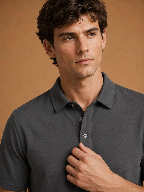 The James poloshirt antraciet